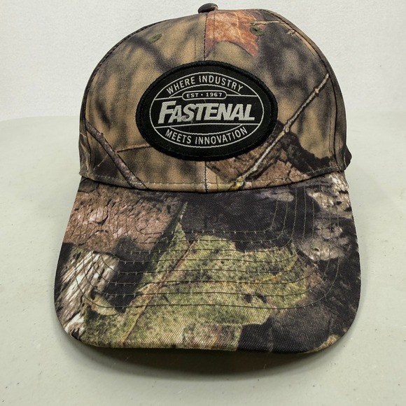 Fastenal Baseball Hat Mens OSFM‎ Camo Brown Green Adjustable Logo Patch Cap